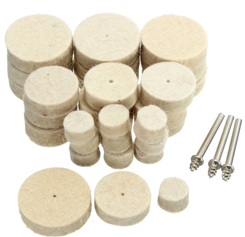 Мягкая войлочная полировочная насадка (33 диска / 3 крепежа)