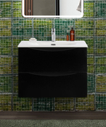 Тумба с раковиной подвесная BelBagno MARINO-CER-N-700-2C-SO-NL-P Nero Lucido, раковина белая BB-8099-70