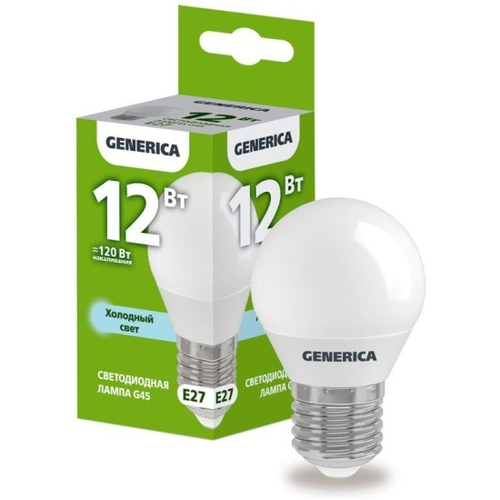 Лампа светодиодная G45 12Вт шар 6500К Е27 IEK GENERICA