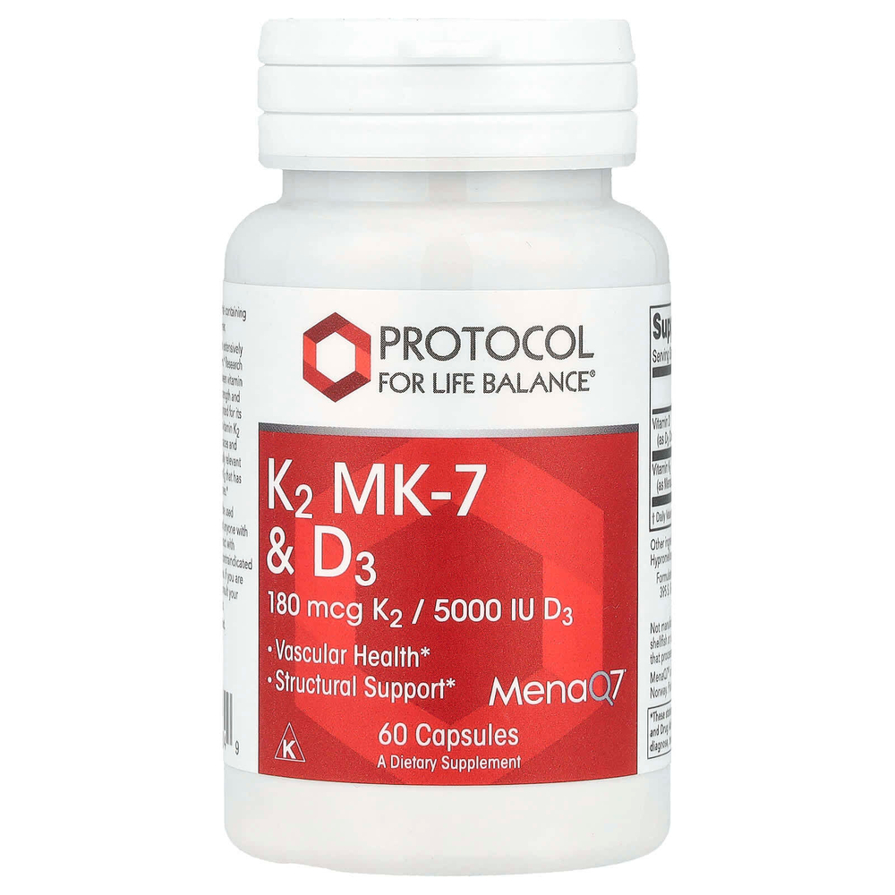 Protocol for Life Balance, K2, MK-7 и D3, 60 капсул