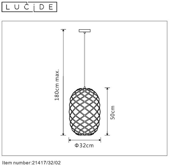 Подвесной светильник Lucide Wolfram 21417/32/02