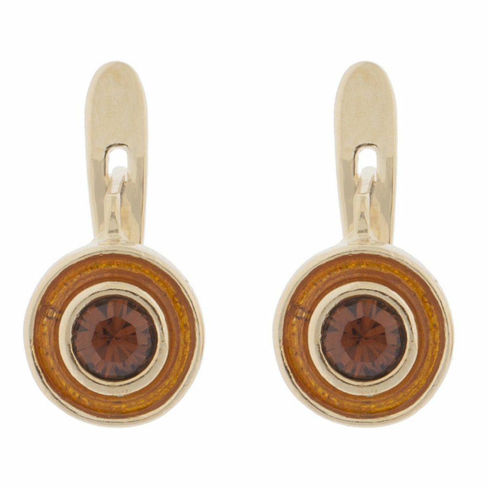 "Мансо" серьги в золотом покрытии из коллекции "Мариот" от Jenavi  с английским замком