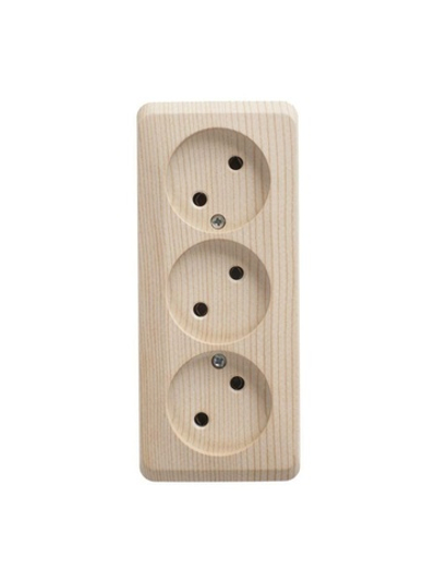 Розетка 3-м ОП Этюд 16А IP20 250В без заземл. без защ. шторок сосна SE PA16-009D