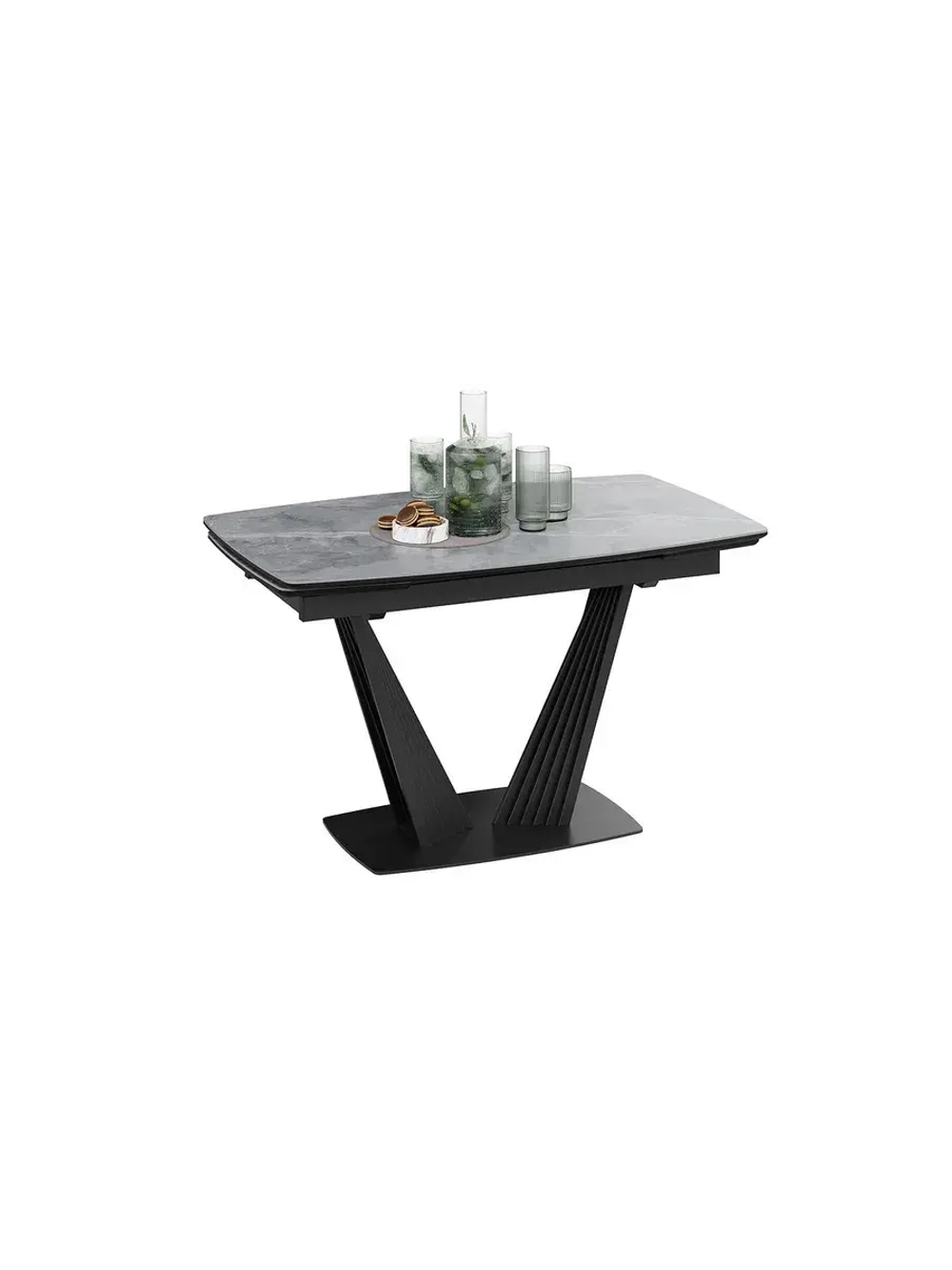 Стол кухонный Черный муар мрамор 130(190)х80х76 см