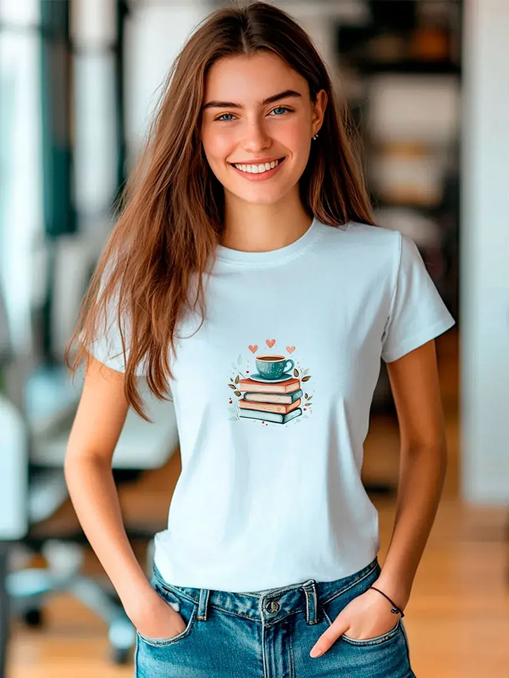 Футболка больших размеров с принтом книги