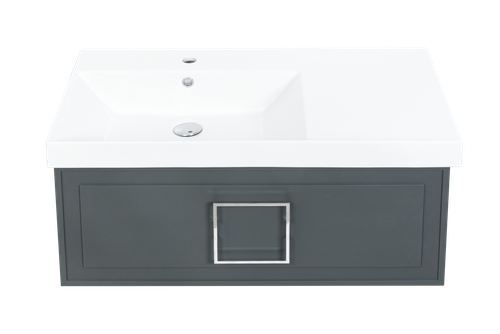 Тумба с раковиной La Fenice Cubo Grigio 90 см FNC-01-CUB-G-90 левая, серо-зеленая матовая