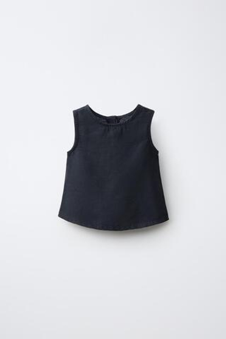 ZARA ТОП ИЗ СМЕСОВОГО ЛЬНА, МОРСКОЙ СИНИЙ