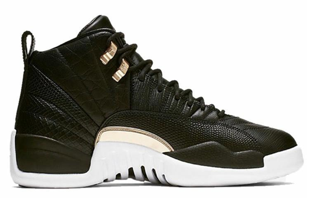Кроссовки Jordan Air Jordan 12 Retro Black Metallic Gold White (Женская размерная сетка)