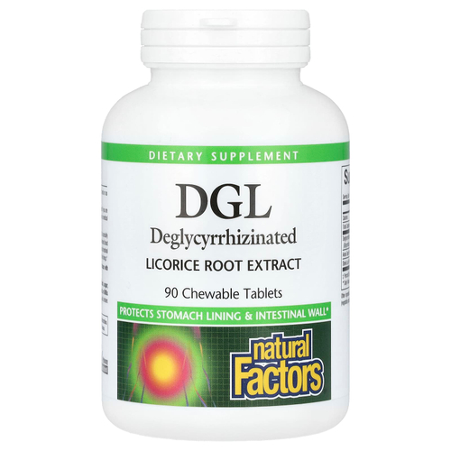 Natural Factors, DGL, глицирризинат солодки (экстракт корня), 90 жевательных таблеток