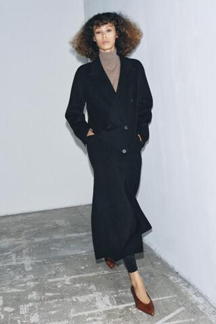 ZARA ПАЛЬТО ИЗ СМЕСОВОЙ ШЕРСТИ — ZW COLLECTION LIMITED EDITION, ЧЕРНЫЙ