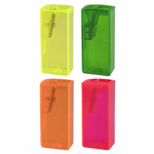 Точилка пластиковая Faber-Castell 1 отверстие, контейнер, ассорти, флуорес