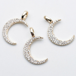 Подвеска Месяц, цвет золото, фианиты, размер 21*13 мм, цена за 1 шт