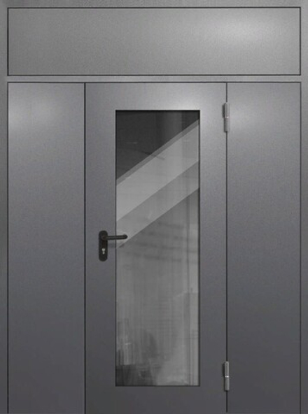 Входная дверь техническая с стеклом, верхней и боковыми фрамугами - 941