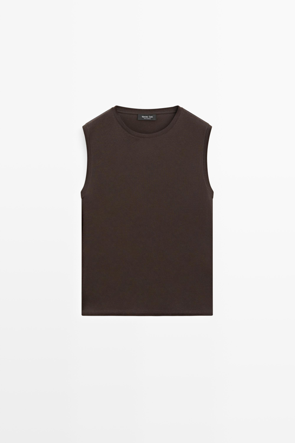 Massimo Dutti Топ без рукавов из 100% хлопка, шоколадный