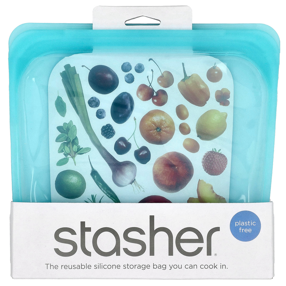Stasher, Aqua, многоразовый силиконовый контейнер для еды, удобный размер для бутербродов, средний, 450 мл (15 жидк. унций)