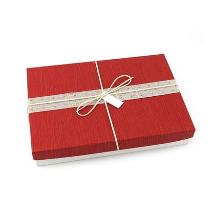 Коробка одиночная Прямоугольник "Сюрприз", Красный, с лентой, 28,5*20*5 см, 1 шт.