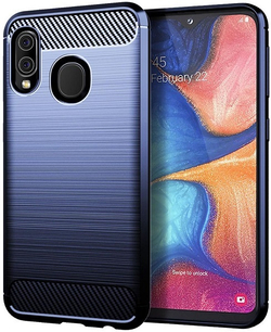Чехол для Samsung Galaxy A20 (Galaxy A30, M10S) цвет Blue (синий), серия Carbon от Caseport
