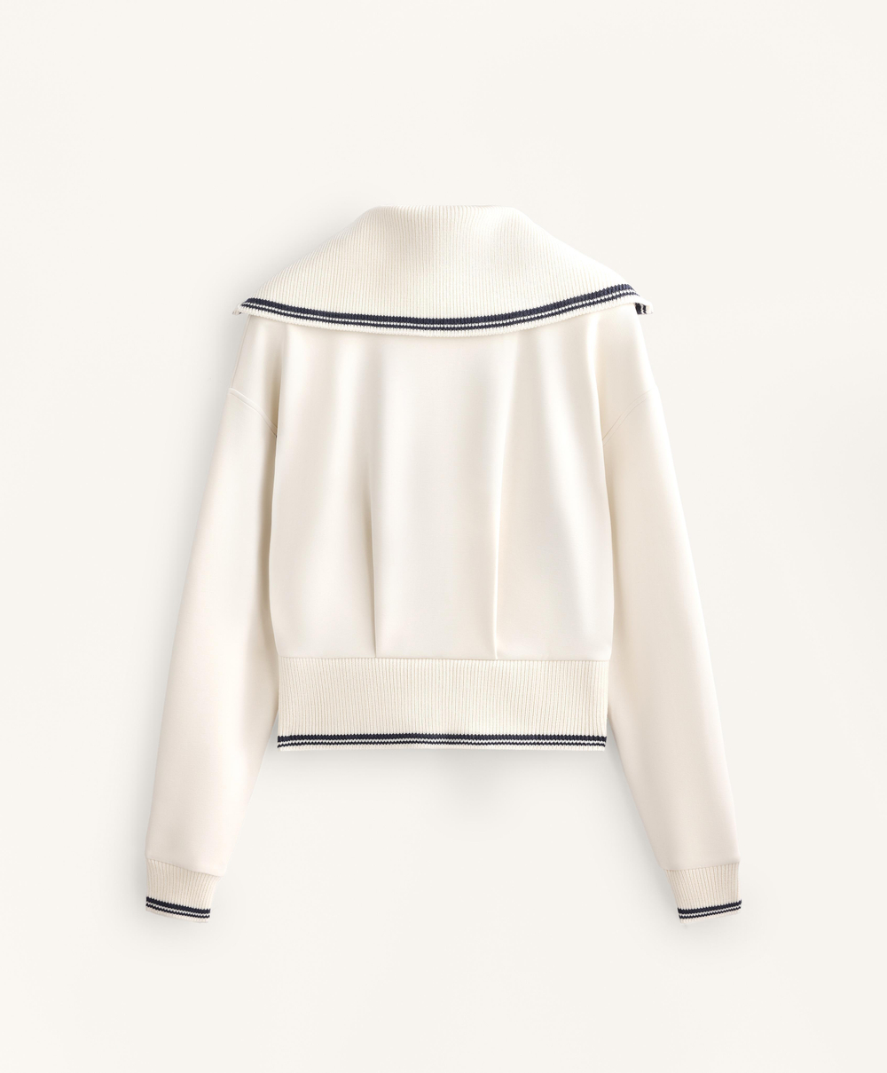 Oysho Куртка с вязаными деталями и кантом из ткани с модалом, экрю