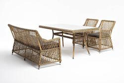 "Катания" обеденная группа плетеная на 4 персоны, цвет соломенный