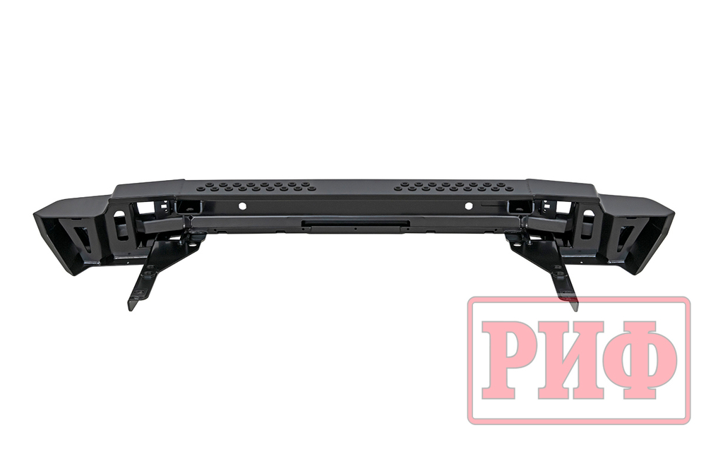 Бампер силовой задний Toyota Land Cruiser 200 2012-2015 с квадратом под фаркоп и фонарями, стандарт РИФ