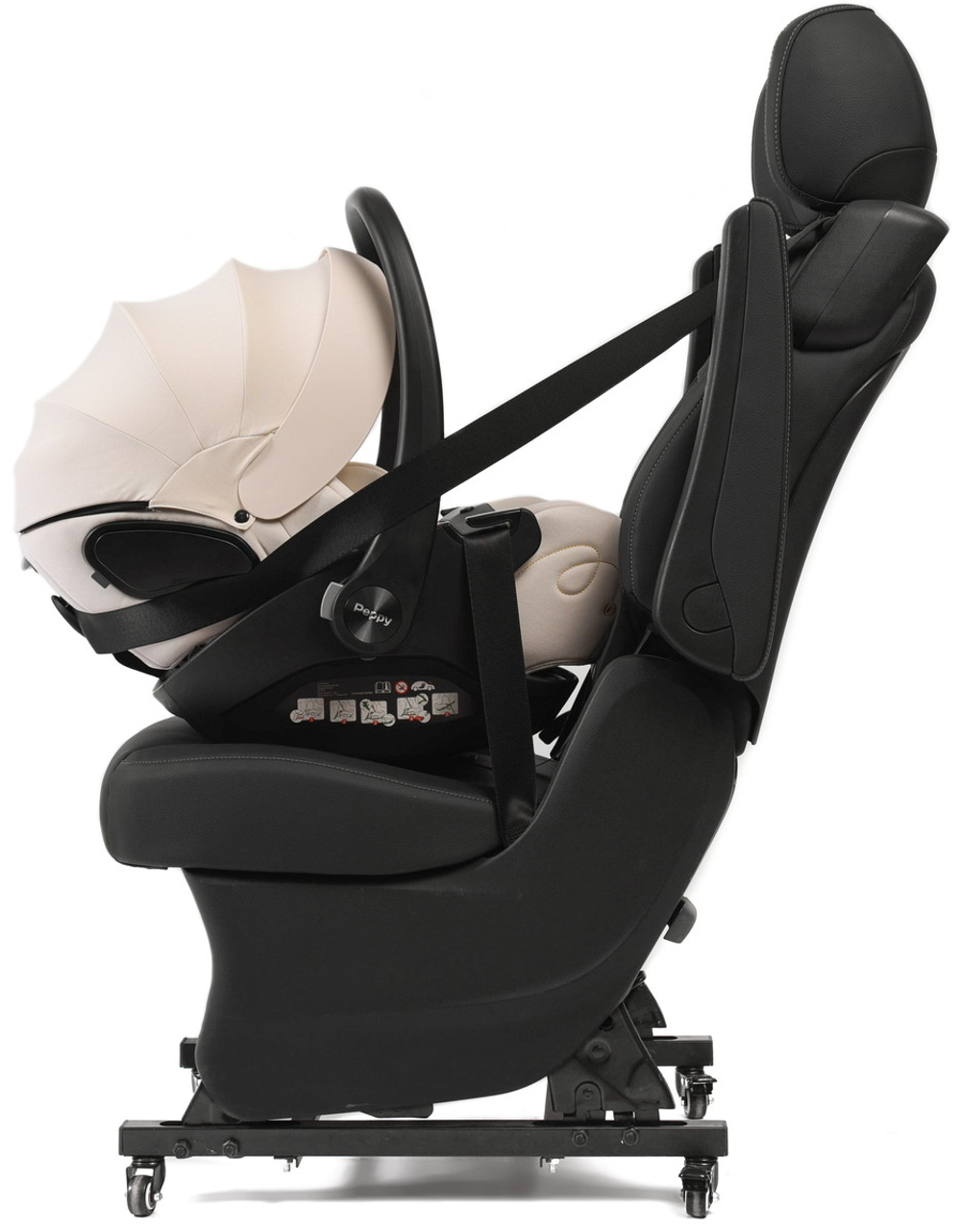 Детская коляска Peppy Tecla 3 в 1 с автокреслом Verona Beige Shadow Black Chrome Edition Черный