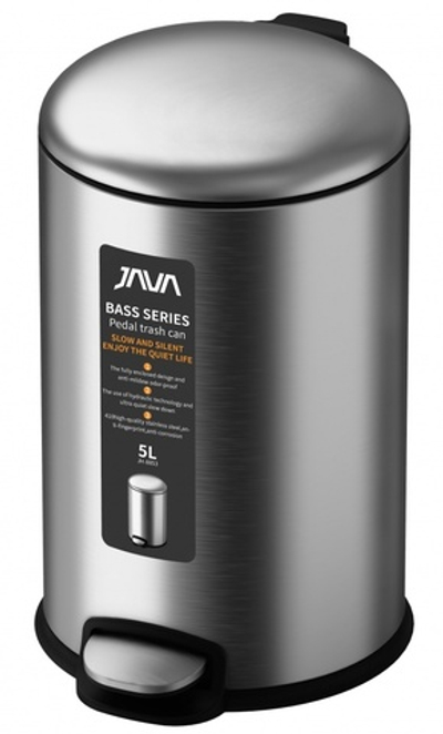 Ведро для мусора с МИКРОЛИФТОМ  (круг. САТИН) 5л. JAVA