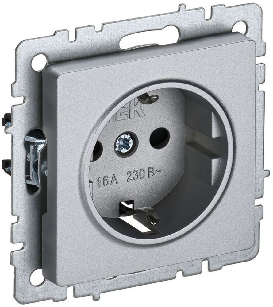 Розетка BRITE РС11-1-0-БрА 16А с заземл. без защ. шторки механизм алюм. IEK BR-R11-16-K47 Розетка BRITE РС11-1-0-БрА 16А с заземл. без защ. шторки механизм алюм. IEK BR-R11-16-K47