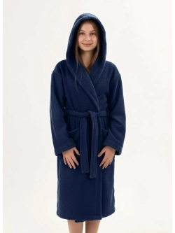 Халат детский махровый "Элит" с капюшоном, цвет: 761-Темно-синий
