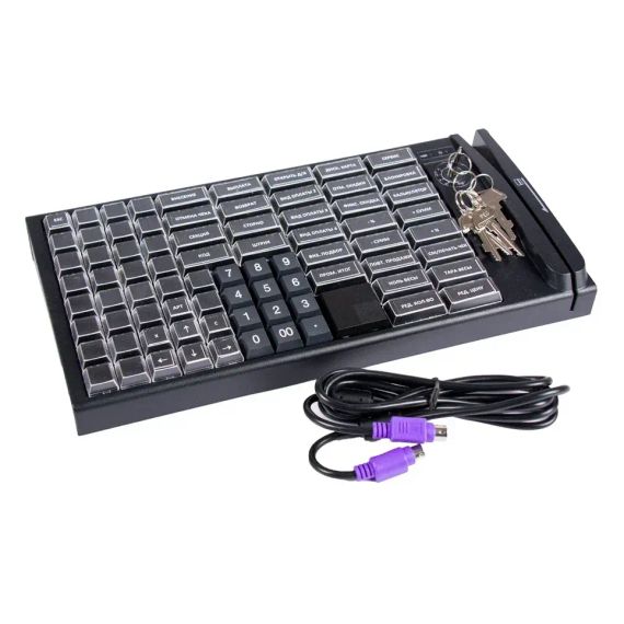 Клавиатура программируемая KB-PION306 (79 клавиш; PS/2; MSR123; ключ) черная, арт. PP30678_L_MSR123_PS/2_B