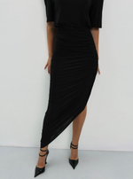 Юбка с асимметричной сборкой, Черная