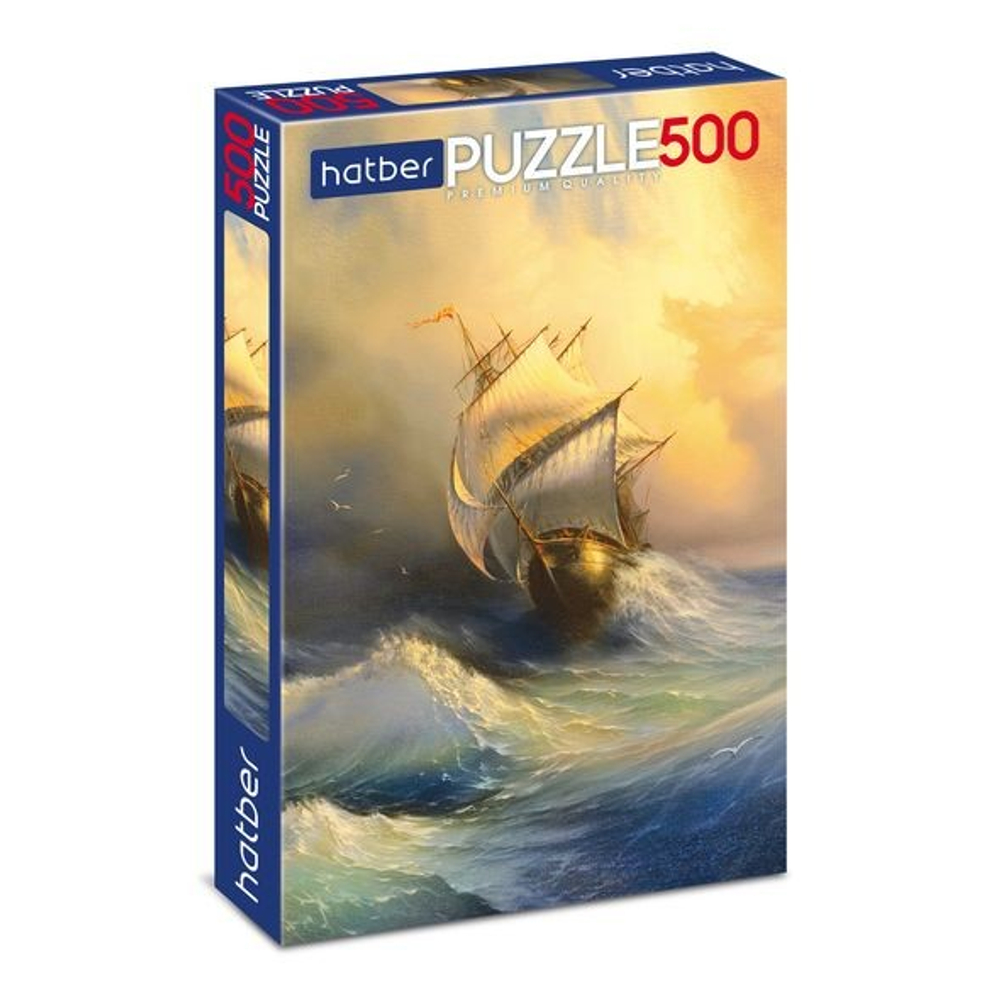 Пазл Hatber "Парусник на волнах.Premium" , 500 деталей , 500П32_18448, картонная основа, от 12 лет