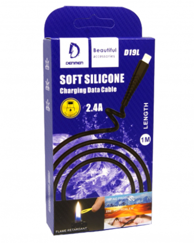 Кабель DENMEN D19L USB-Lightning 2.4A 1м Silicone Black