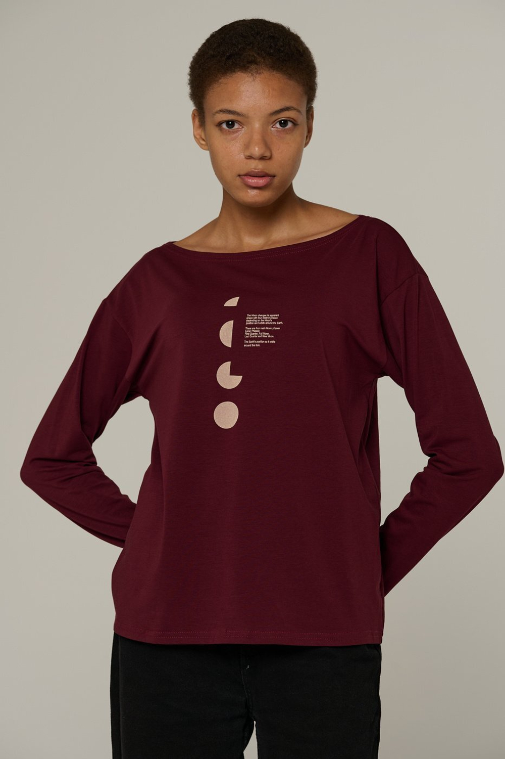 Лонгслив женский бордовый (лодочка)