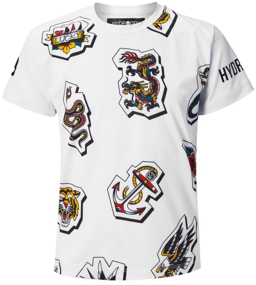 Футболка для мальчика теннисная Hydrogen Tattoo Tech Tee Kids - белая