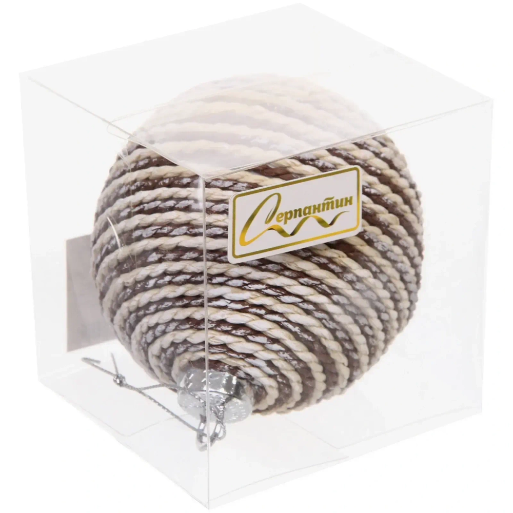 Новогодний шар «Зимнее плетение» 8 см, Бежевый