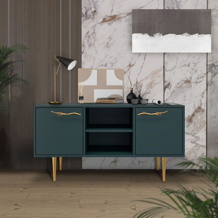 Тумба под ТВ Арт Колор matte 117см Стайл Голд Зеленый бирюзовый матовый