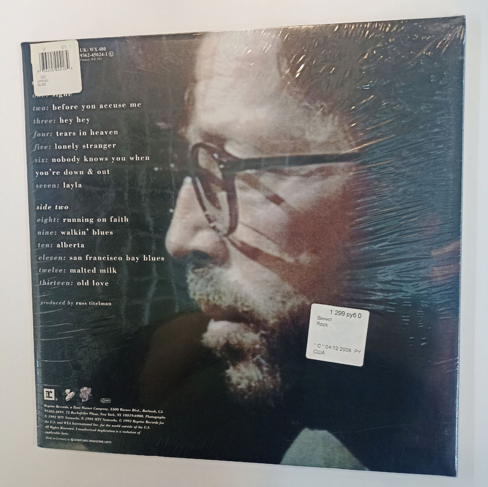 Винтажная виниловая пластинка LP Eric Clapton Unplugged (Germany 1992) (Sealed)