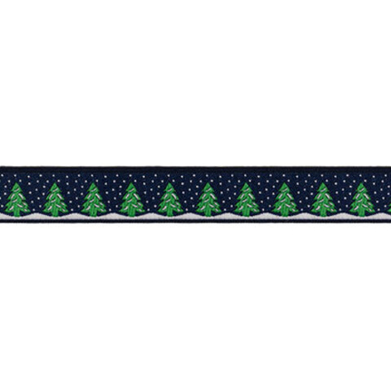 Лента жаккардовая 16 мм "Gamma" , отделочная, цв.т.синий с елками