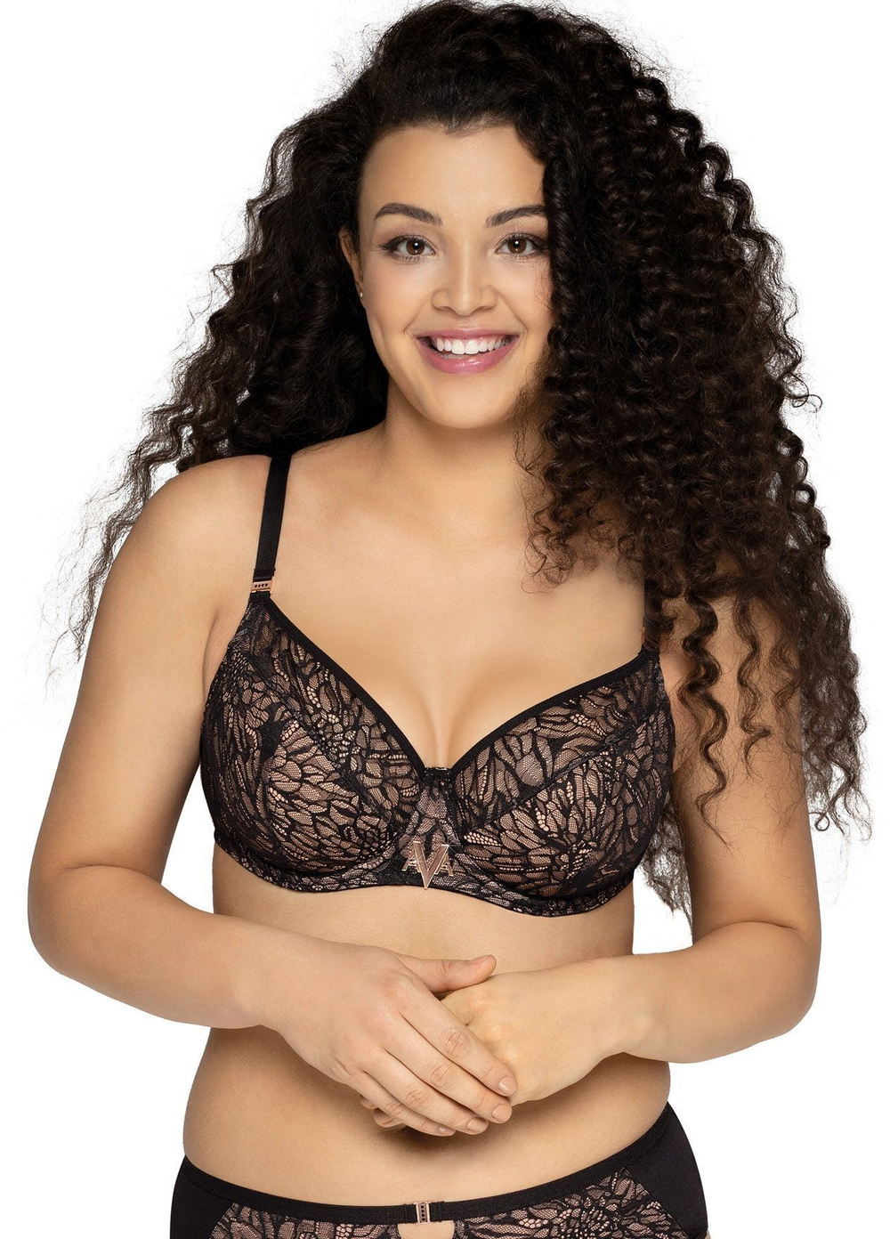 Сексапильный plus size бюстгальтер со сшивной чашкой (Размер: 85J) (Цвет: черный)