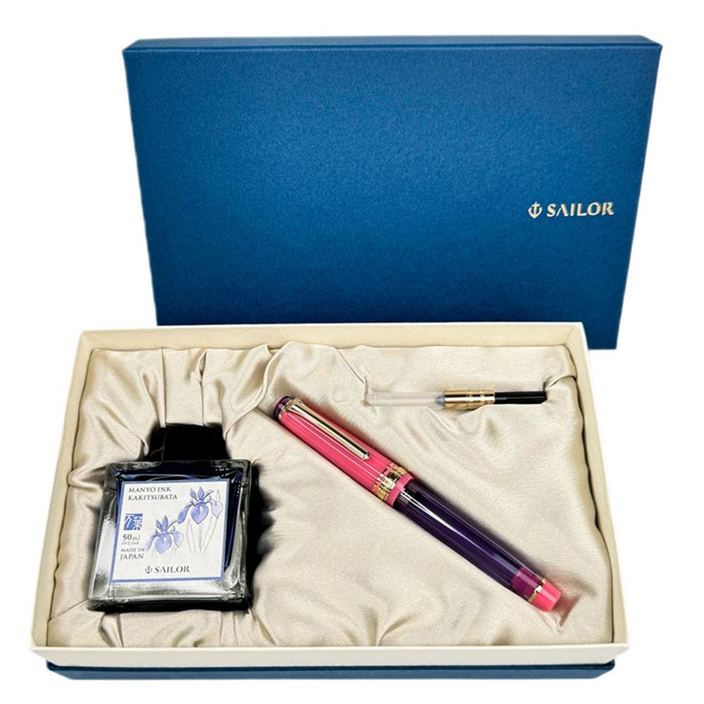 Набор Sailor Pro Gear Slim MANYO II Rabbit Ear Iris и чернила Kakitsubata (10-2559-250)