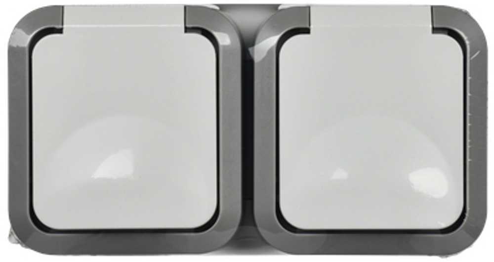 TORS Розетка 2-местная горизонтальная 16А IP55 TS222 серо-белый IEK