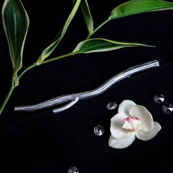 Ручка скоба мебельная Арт Бранч mini левая Античное серебро