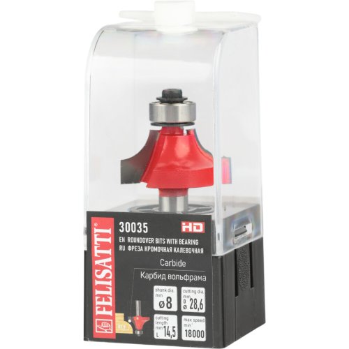 Фреза кромочная калевочная FELISATTI 28.6х16мм R8 хвостовик 8мм   30035