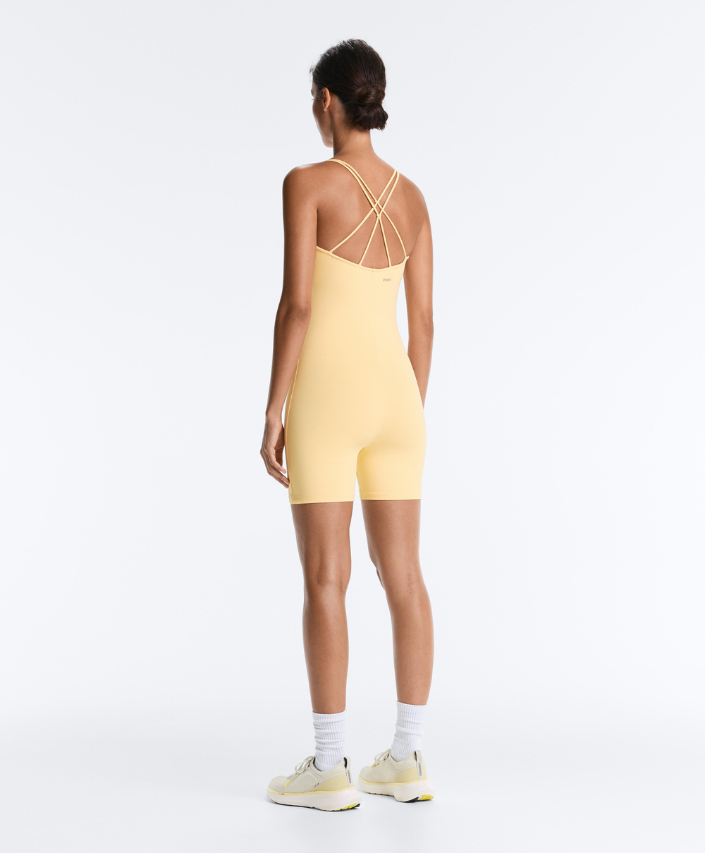 Oysho Короткий комбинезон Comfortlux с узлами, светло-желтый