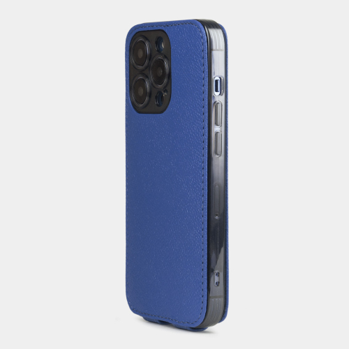 Чехол для iPhone 15 Pro из кожи сафьяно, ярко синего цвета