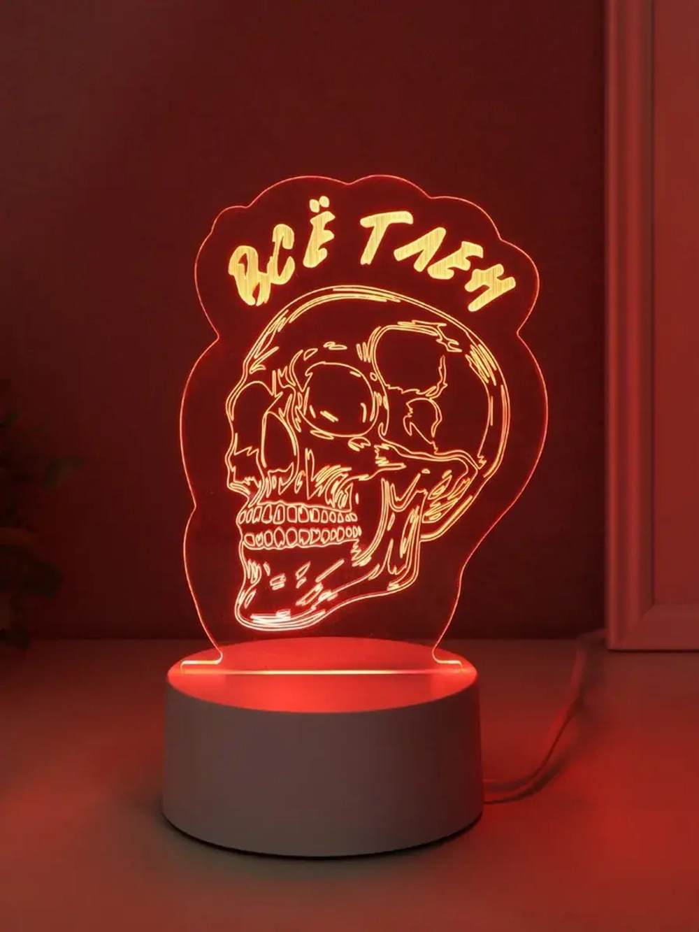Светильник "Череп. Всё тлен" LED RGB от сети RISALUX 9,5х10,