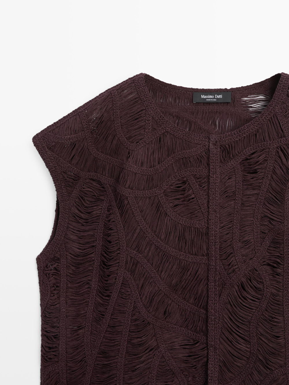 Massimo Dutti Вязаный жилет, баклажанный