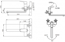 Смеситель для ванны c длинным изливом Bravat Pure