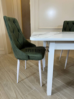 Большой кухонный стол "МАКСИ" Итальянский мрамор и стулья "ЛОНДОН" 4 шт