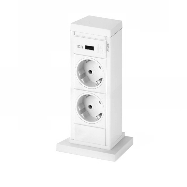 Розетка EVOline Up 939.00.029 (2 эл. роз. + USB Charger), кабель 3 м